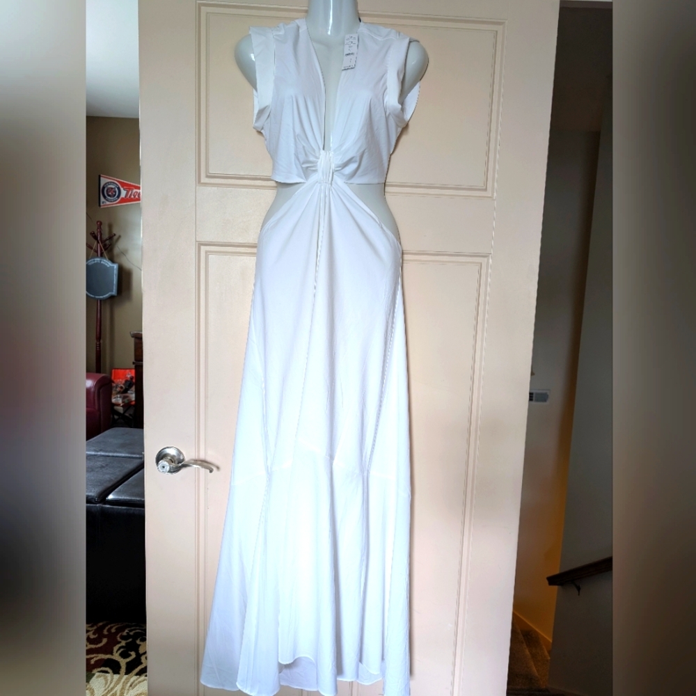 White House Black Market White Knot-Front Maxi Dress